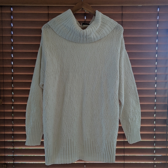 VINTAGE Talbott women's chunky turtleneck textured knit ivory sweater - Picture 5 of 7